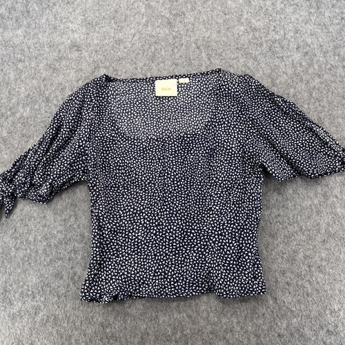 Maeve Anthropologie Womens Blue Geometric Square Neck Top M