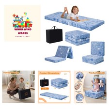 Portable Blue Astronaut Trifold Floor Mattress - 57x22 Inch for Kids' Rooms