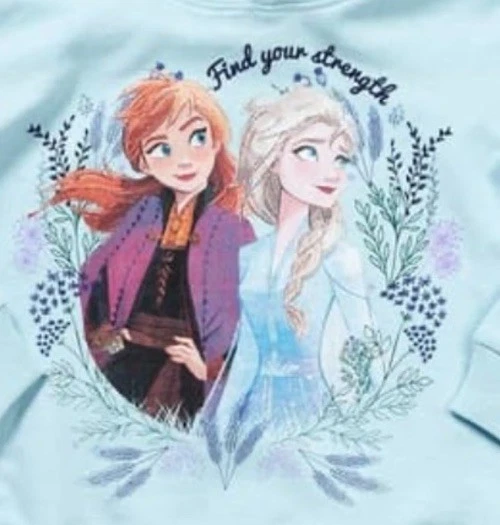 Moletom com capuz Disney meninas azul tamanho 8 algodão Frozen Elsa e Anna gráfico - Imagem 3 de 4