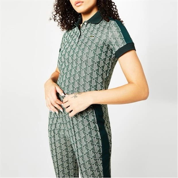 Polo Lacoste Monograma 38 10 Medio Verde Recortado Caimán Manga Corta Foto 3 de 4