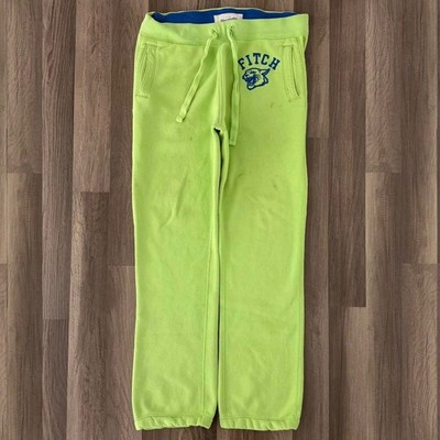 Abecrombie & Fitch Y2K 2000s Tiger Neon Lime Green Straight Fit Sweatpants