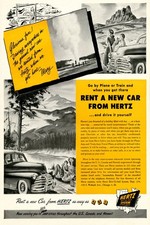 🌄 Vintage Hertz 1940s Car Rental Ad Poster - 24x36” - Hi-Res💎 Print - 200 GSM