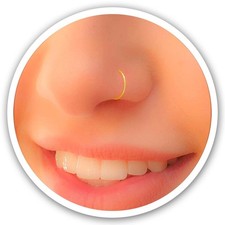 Fake Nose Ring Gold - Tiny Thin 24 Gauge Faux Nose Hoop Piercings - Smooth ...