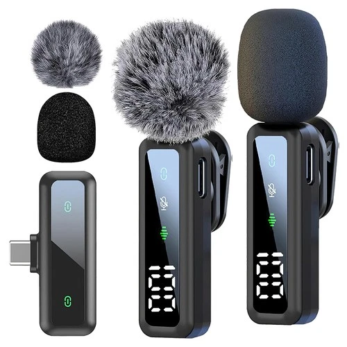 Mini Wireless Lavalier Microphone Video Audio Recording Mic For iPhone Android - Picture 1 of 15