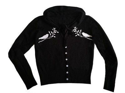 Banned Swallows Long Sleeve Vintage Cardigan Stickerei Langarm Bolero Gr 34