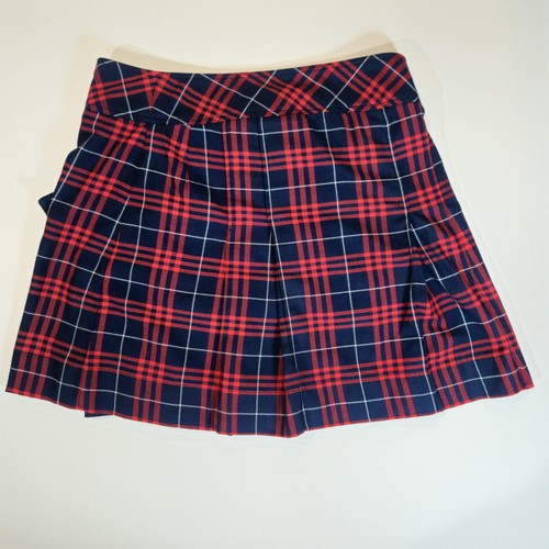 Plaid Pleated Skort Womens Medium Navy Red White Tartan School Uniform Preppy - Picture 5 of 8