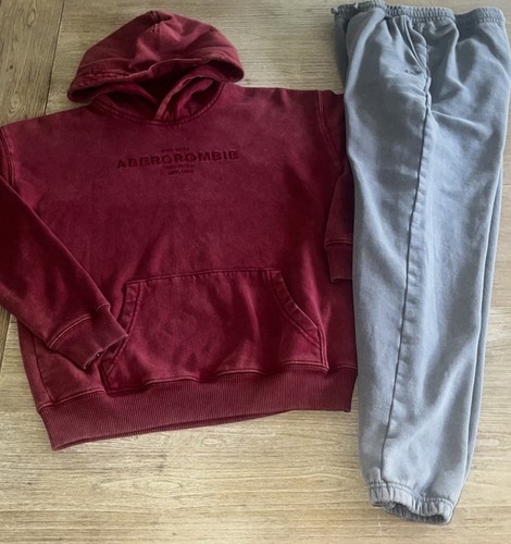ABERCROMBIE KIDS Washed Logo Pullover Hoodie & Jogger Sweatpants Boy’s 11/12 - Picture 2 of 8