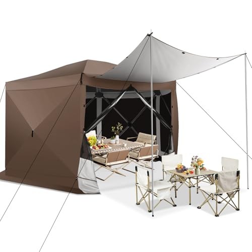 Pop Up Gazebo Screen Tent Screen Starry sky sunshade with 6 sidewalls Brown - Picture 2 of 7