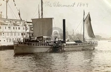 1909 NY Steamer Clermont Hudson River Ship Trojan RPPC Postcard COPY