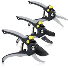 3PCS Pruning Shears Set for Gardening, Bypass Pruning Scissors & Anvil Pruner...