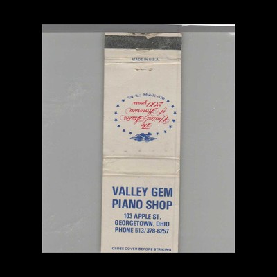 Matchbook Cover Valley Gem Piano Shop Georgetown, OH