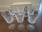 Vintage Set of 6 WATERFORD CRYSTAL Lismore 6-7/8" Water Goblet Wine Glasses Box