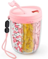 Large Pill Organizer, Pill Dispenser for Holding 6 Various Vitamins, Pill Box Ca