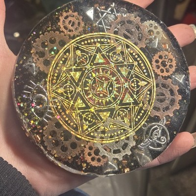 Orgonite Crystal Water Charging Plate Chakra Balancing Coaster Positive Energy