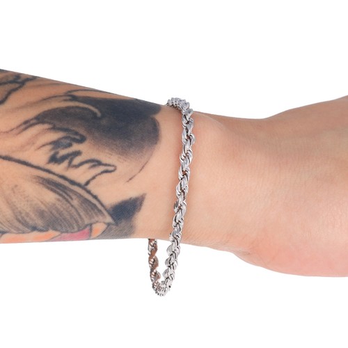10K White Gold 4mm Diamond Cut Rope Bracelet Mens Womens 7" 7.5" 8" 8.5" 9" - 第 2/66 張圖片
