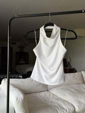 Wilfred White Halter Neck Stretch Knit Cami T...