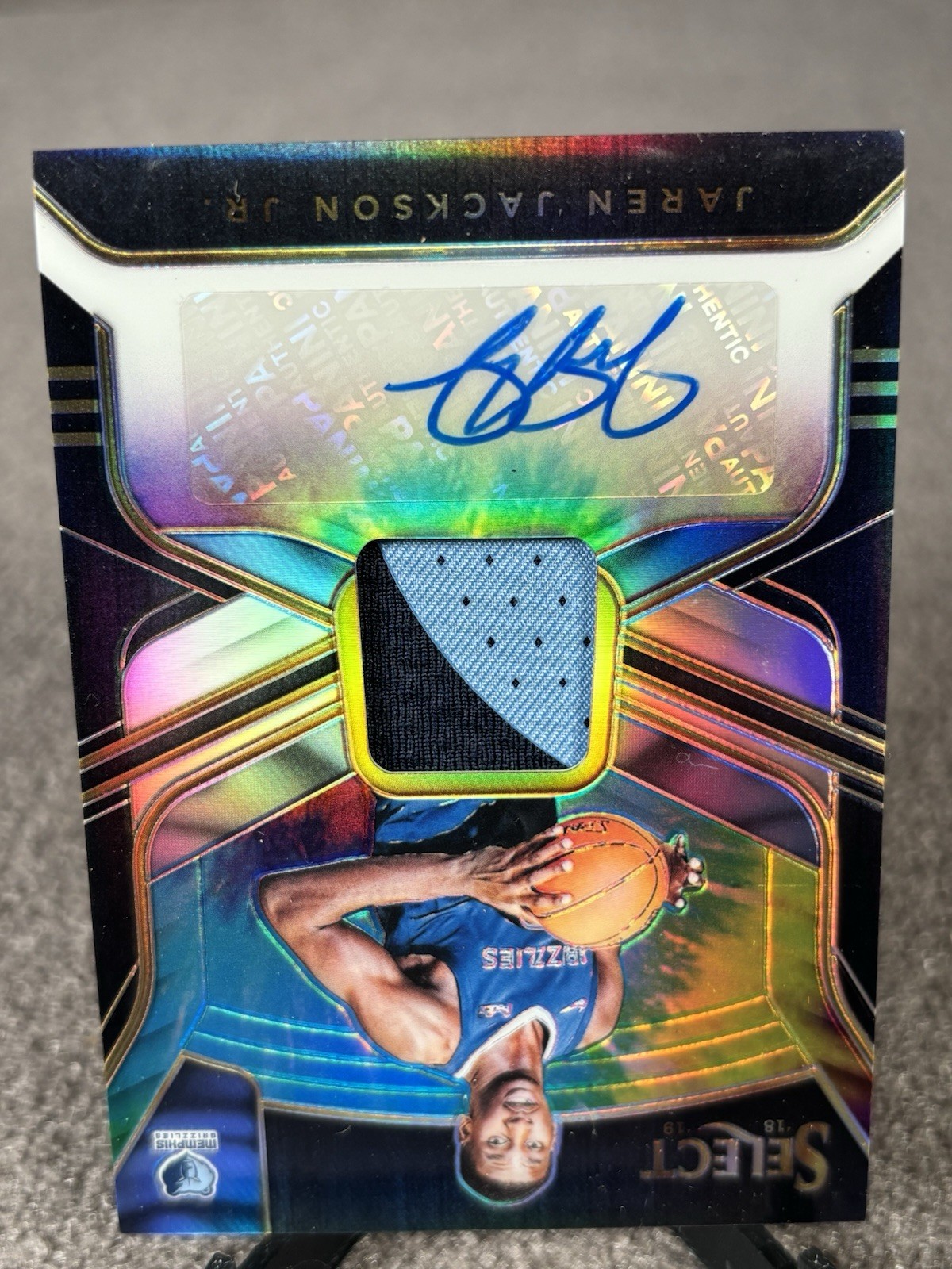 2018-19 Panini Select Jaren Jackson Jr Tie Dye Rookie Auto Patch 09/25 Autograph view 2