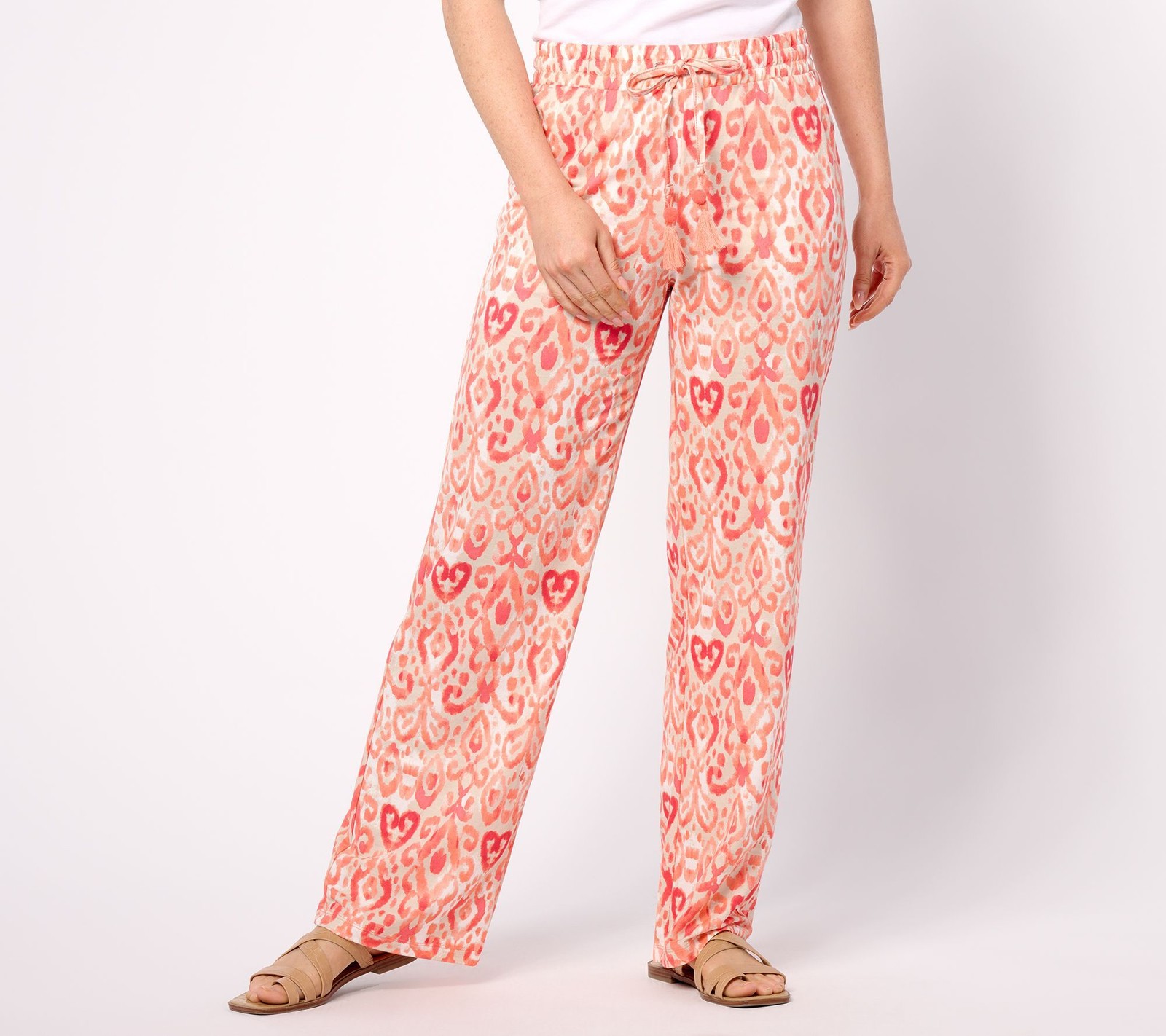 Belle by Kim Gravel Women's Pants Sz XL Regular Cabana Knit Pink A643849