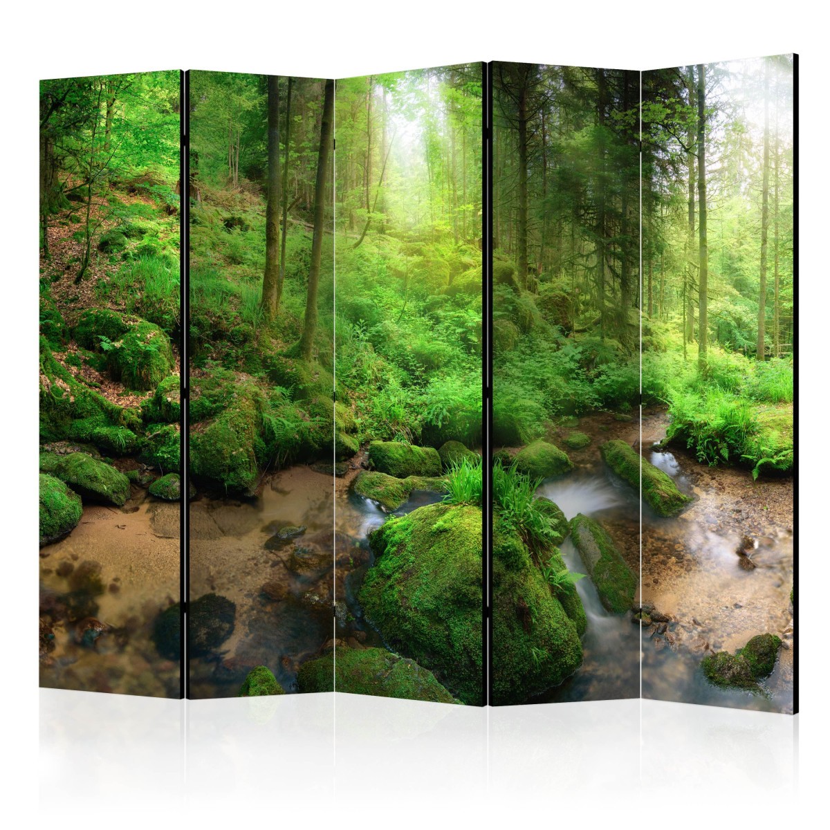 Paravent 5 volets Humid Forest 172x225cm | Toile premium et châssis en bois