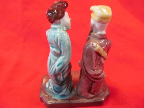 VINTAGE PORCELAIN CHINESE IMMORTALS FIGURINE ON PEWTER / METAL BASE - Bild 4 von 7