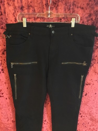 Royal Bones Daang Goodman Tripp Slim Black Jeans Zippers Goth Hot Topic mens 40 - Picture 2 of 4