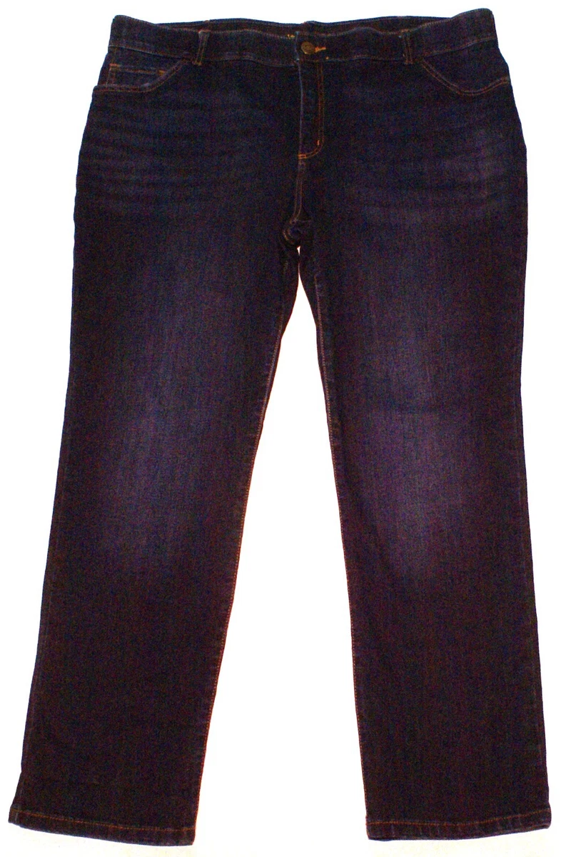 Jean Droit Lee Femme Plus Size 22W - Coupe Naturelle Délavée Foncée - État Très Bon