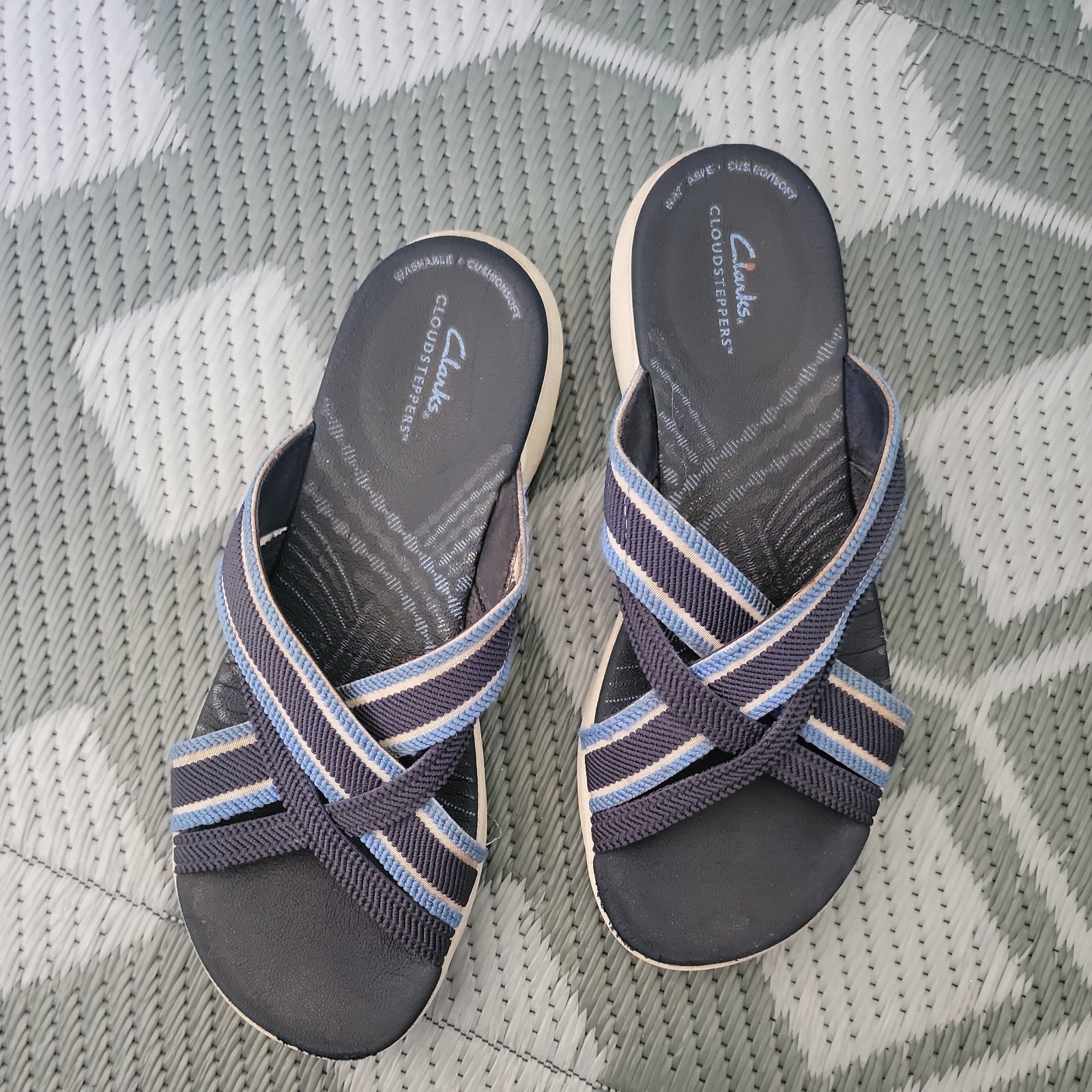 Clouldsteppers by Clark Sport Slide Sandals Mira Isle Dark Navy Size 8