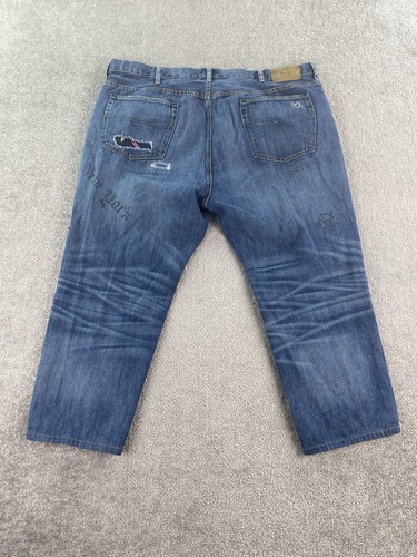 Polo Ralph Lauren Jeans Mens 44x26 Blue Denim Varick Slim Straight Plaid Patches - Picture 18 of 24