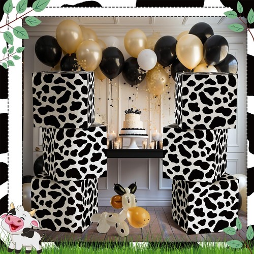 6 Pcs Cow Gift Boxes with Lids 11.8 Inch Western Cowboy Party Supplies Large ... - Picture 5 of 7