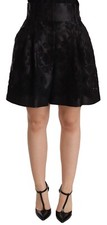 DOLCE & GABBANA Shorts Black Floral Silk High Waist Mini IT36 /US2 /XS RRP $1500