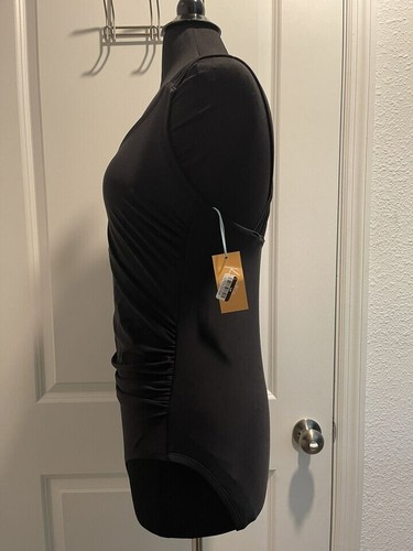 NWT Kona Sol Women’s Strappy Back High Coverage One Piece Swimsuit Black - Picture 2 of 8