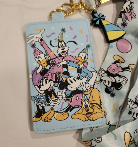 Loungefly Disney Mickey and Friends Birthday Celebration Lanyard ID Holder NEW - Picture 3 of 12