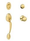 Schlage F358 PLY 505 Interior & Exterior Entrance - Brass Complete With Keys