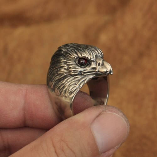 Cupronickel Red CZ Eyes Eagle Ring Biker Punk Jewelry CP251A US Size 7-15 - Picture 15 of 29