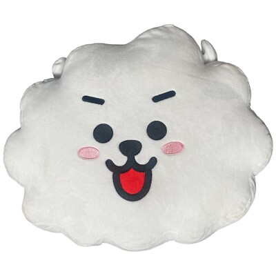 BT21 BTS K-POP RJ the Kind Alpaca Soft Stuffed Smiley Face Cushion 15'' x 14'' Tag