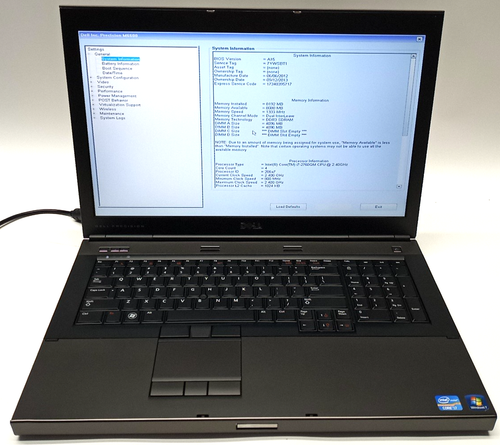 Dell Precision M6600 i7-2620QM@2.40GHz 8GB RAM NVIDIA No HDD No OS CB800*