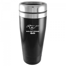 Ford Mustang 5.0 Black 16oz Stainless Steel Tumbler Travel Mug Official Licensed