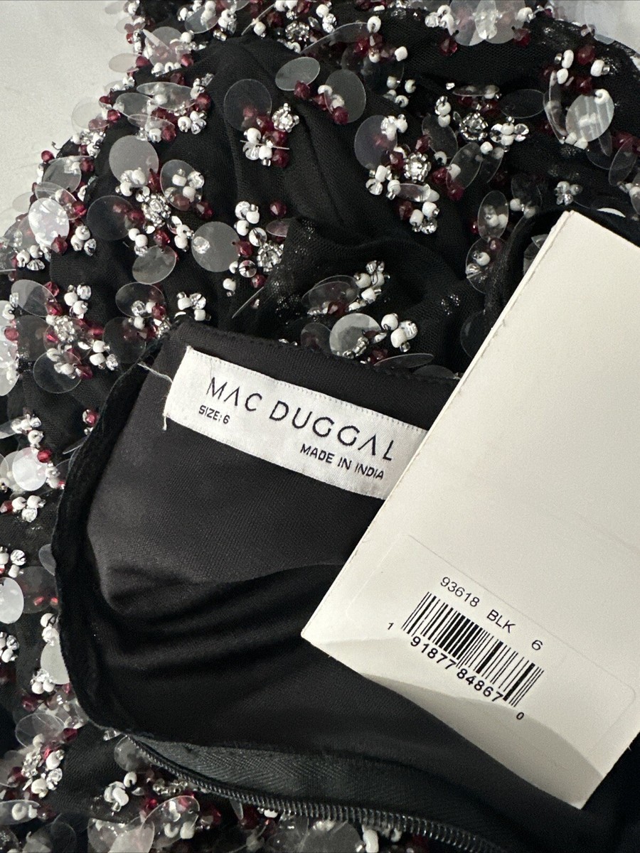 関税送料込【MAC DUGGAL】ロング ドレス スパンコール ブラック ロングドレス：ブラック(黒)｜キャバドレス・ミニドレス通販はsugar