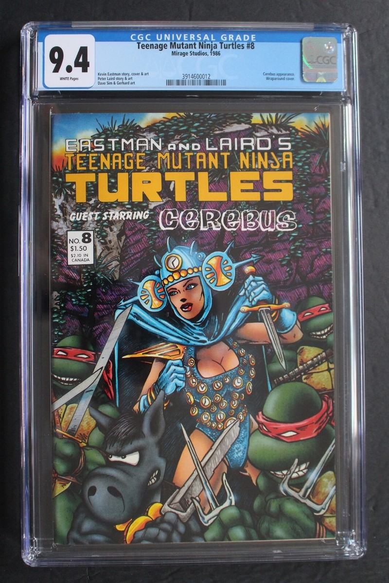 TMNT #8 1st CEREBUS AARDVARK Team-Up 1986 1st Simultaneous Renet
