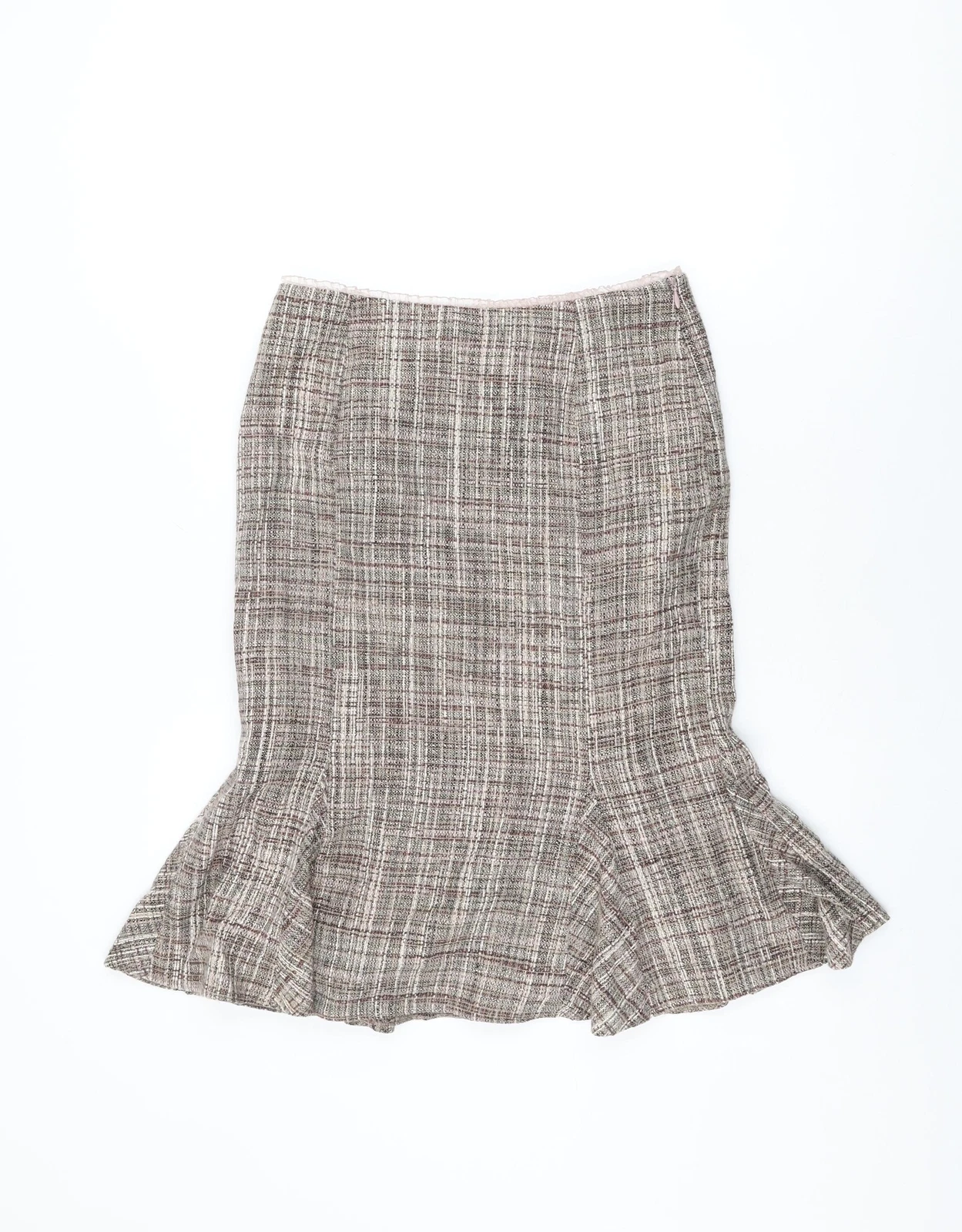 NEXT Womens Beige Acrylic Flare Skirt Size 8 Zip