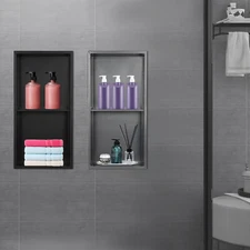 2Colors Stainless Steel Wall-mounted Shower Niche Bathroom Shower Shelf 12"x24"