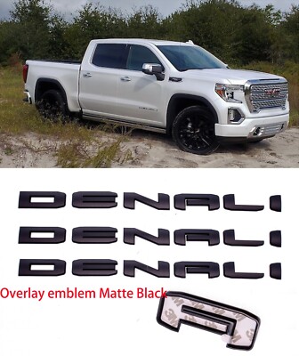 OVERLAY 3PC Matte Black DENALI Sierra Emblem 2019-2026 GMC Sierra 1500