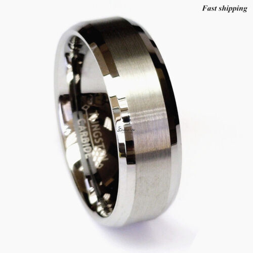 Titanium Color Two Tone Tungsten Carbide Wedding Band Men's Ring Bridal Jewelry - Picture 3 of 5