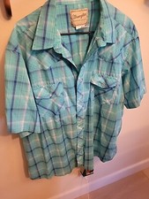 Wrangler Western Shirt Pearl Snap Button Up Shirt Men Size 2XL Short Sleeve