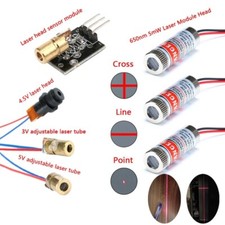 650nm 5mW Red Dot/Line/Cross Laser Module Head Glass Lens Focusable