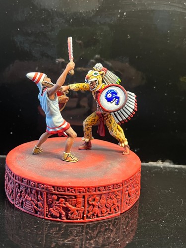 54MM AZTEC JAGUAR KNIGHT BATTLE ON DIAS FROM THE AMBER STUDIOS RUSSIA SUPER a - Foto 5 di 8