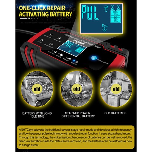 6-150Ah LCD Car SUV Moto Boat Pulse Repair Battery Charger AGM Auto Tools 12/24V - Picture 4 of 12