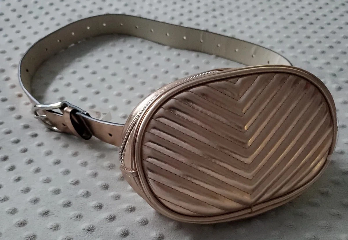 NB Rose Gold Metallic Chevron Quilted Fanny Pack Belt Bag Adjusts up to 35