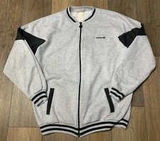 VTG Adidas Fleece Track Jacket Heather Gray/Black Tag Unreadable Trefoil