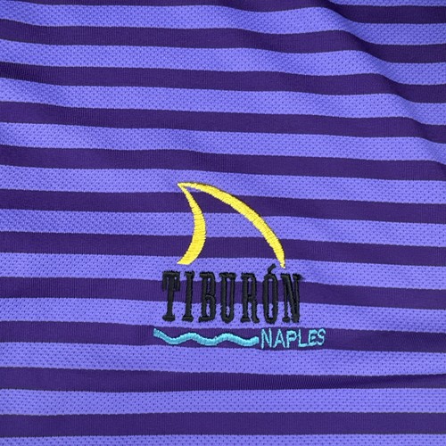 G/Fore Mens LARGE Blue Purple Polo Shirt Tiburon Naples Performance Golf Striped - Picture 6 of 10